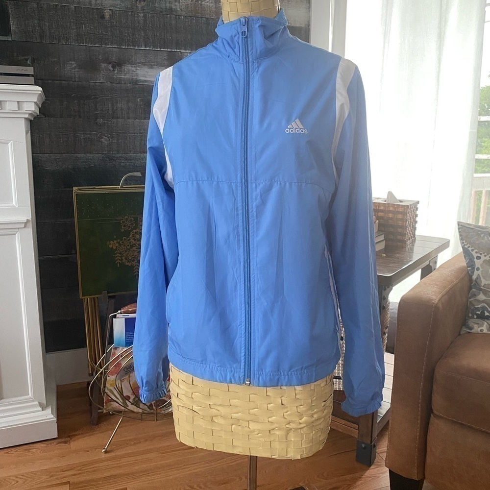 Vintage Adidas light blue and white full zip windbreaker - Picture 2 of 9